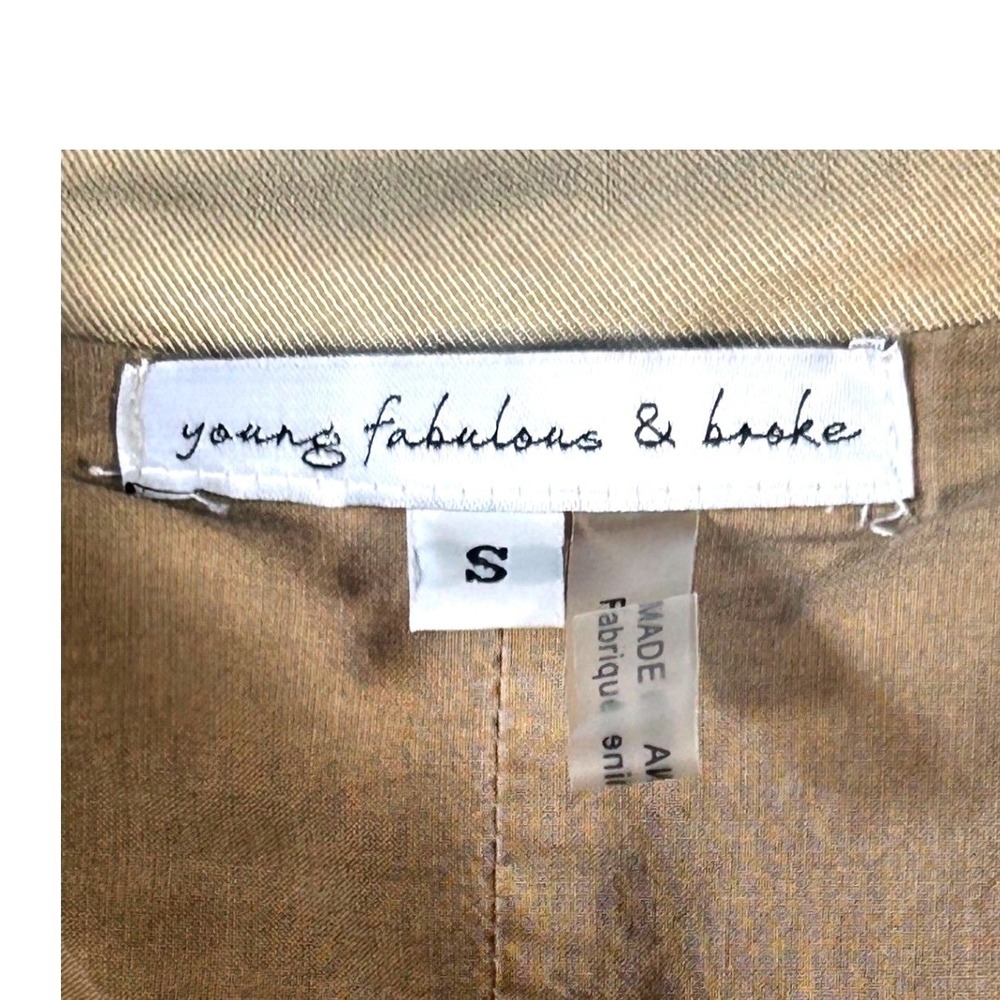 Young Fabulous & Broke Women's Small Beige Jacket Zip Up Pockets Casual - Picture 3 of 7